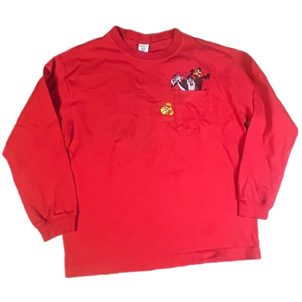Vtg Warner Brothers looney tunes long sleeve vintage t shirt embroidered XL kids
